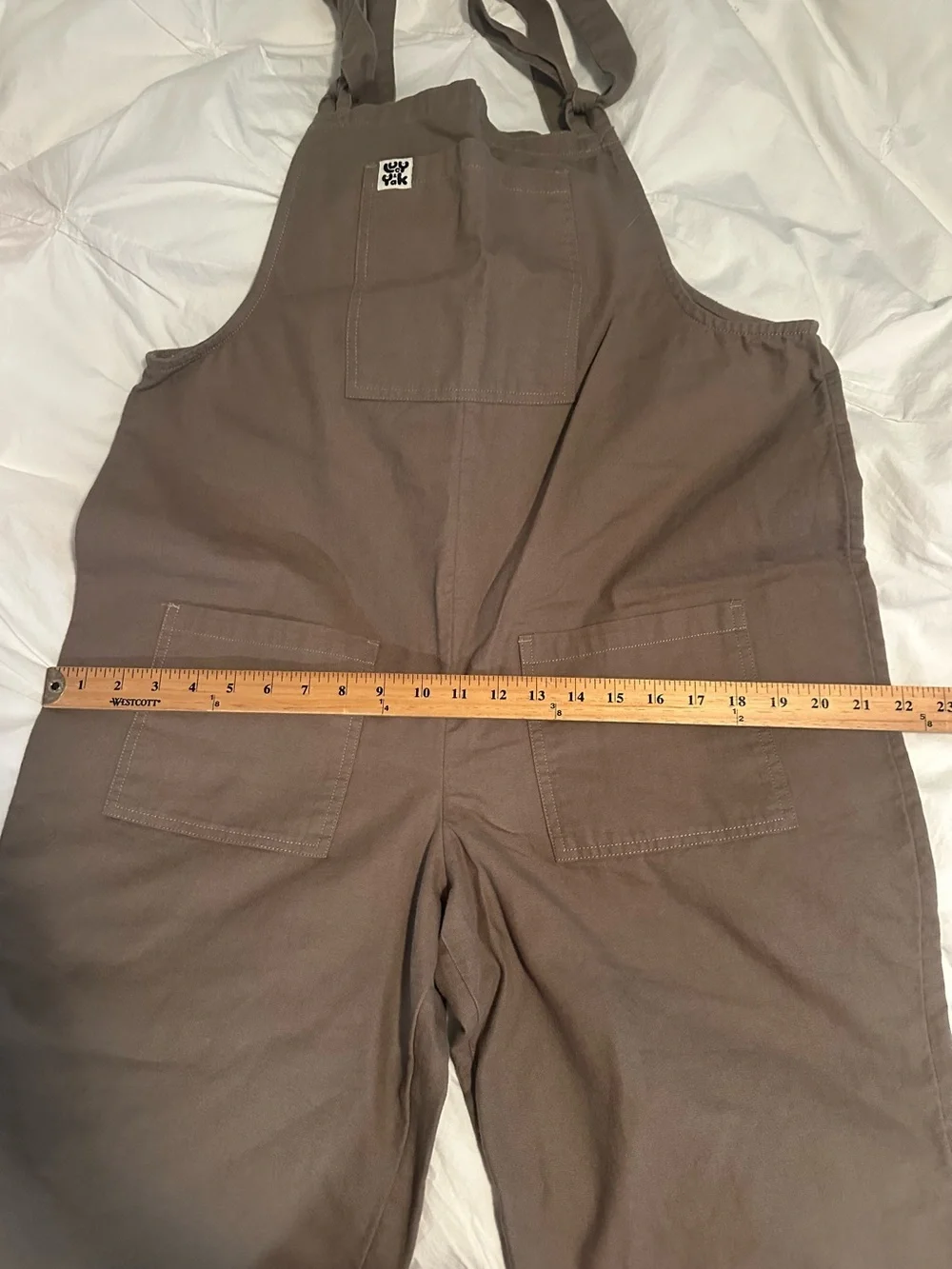 LUCY & YAK 6/8 Streetwear Utility Organic Cotton Jumpsuit Overalls Cappuccino